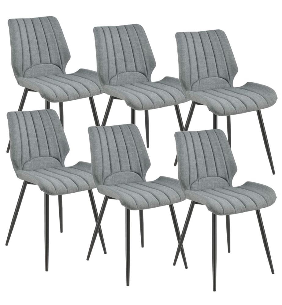 Lot de 6 chaises de salle à manger Mendoza, gris foncé