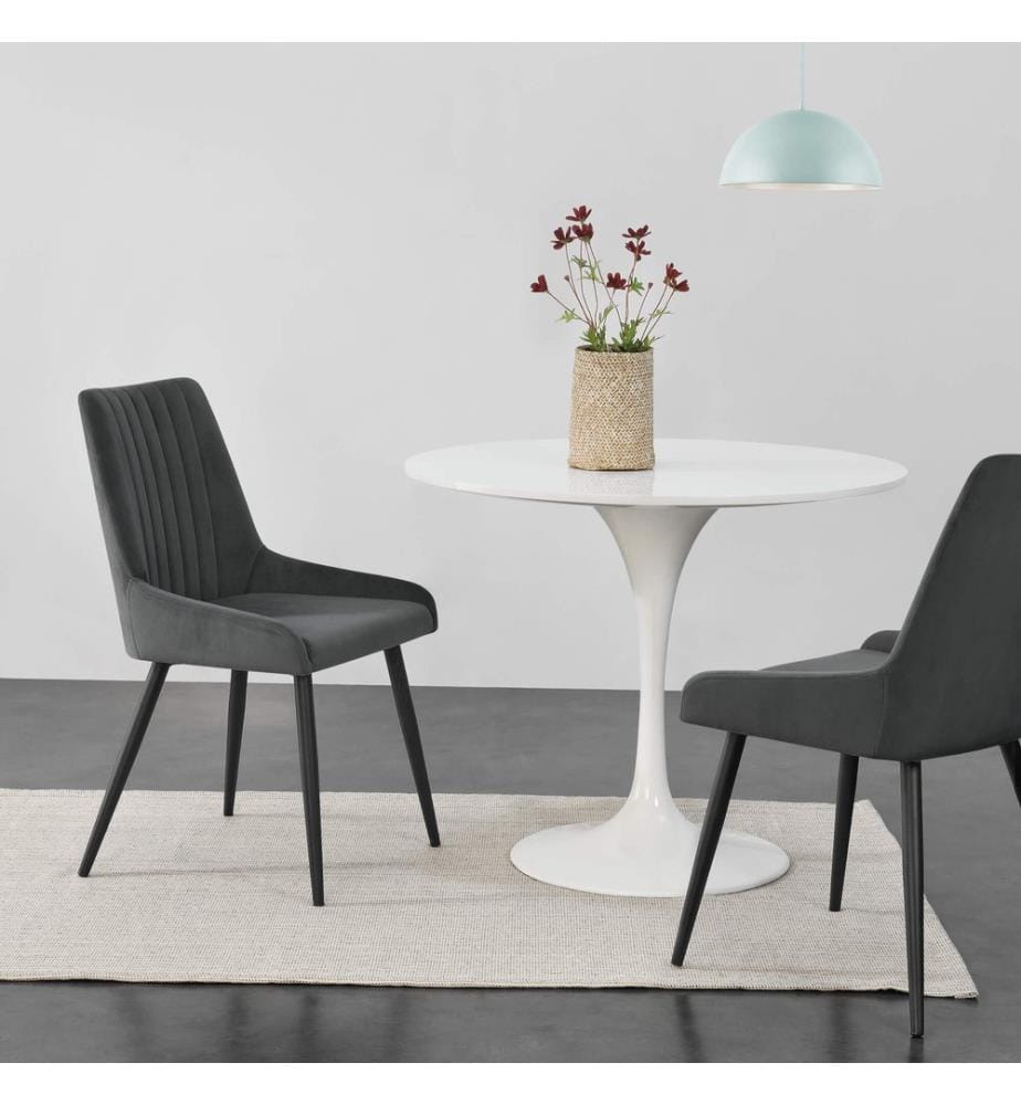 Lot de 2 chaises de salle à manger Alford, 83 x 52 x 59 cm, aspect velours