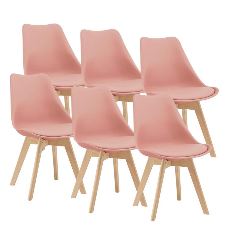 Esszi mmerstuhl Dubrovnik 6er Set 81x49 cm Rosé PU-Kunstleder