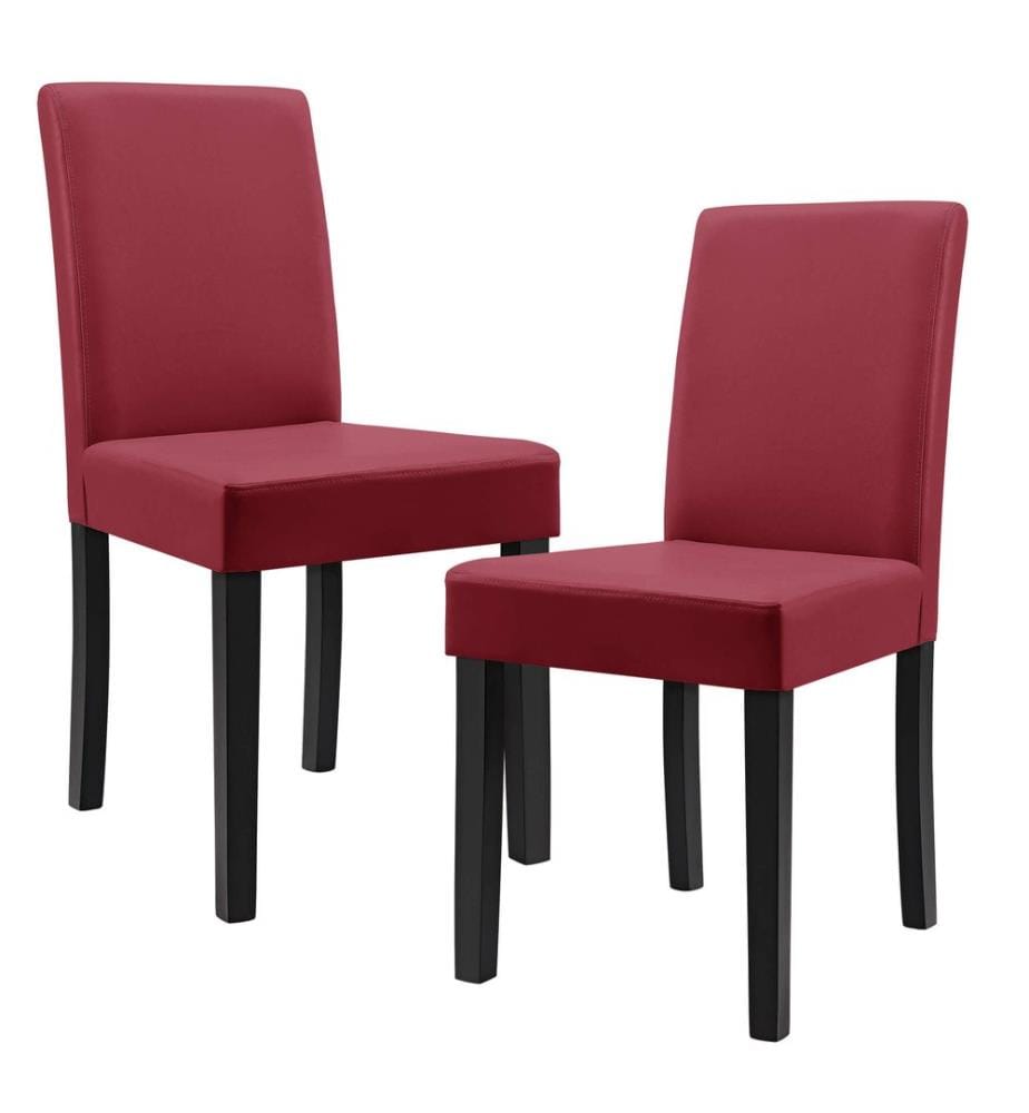 Chaise de salle à manger Den Haag, lot de 2, simili cuir rouge foncé