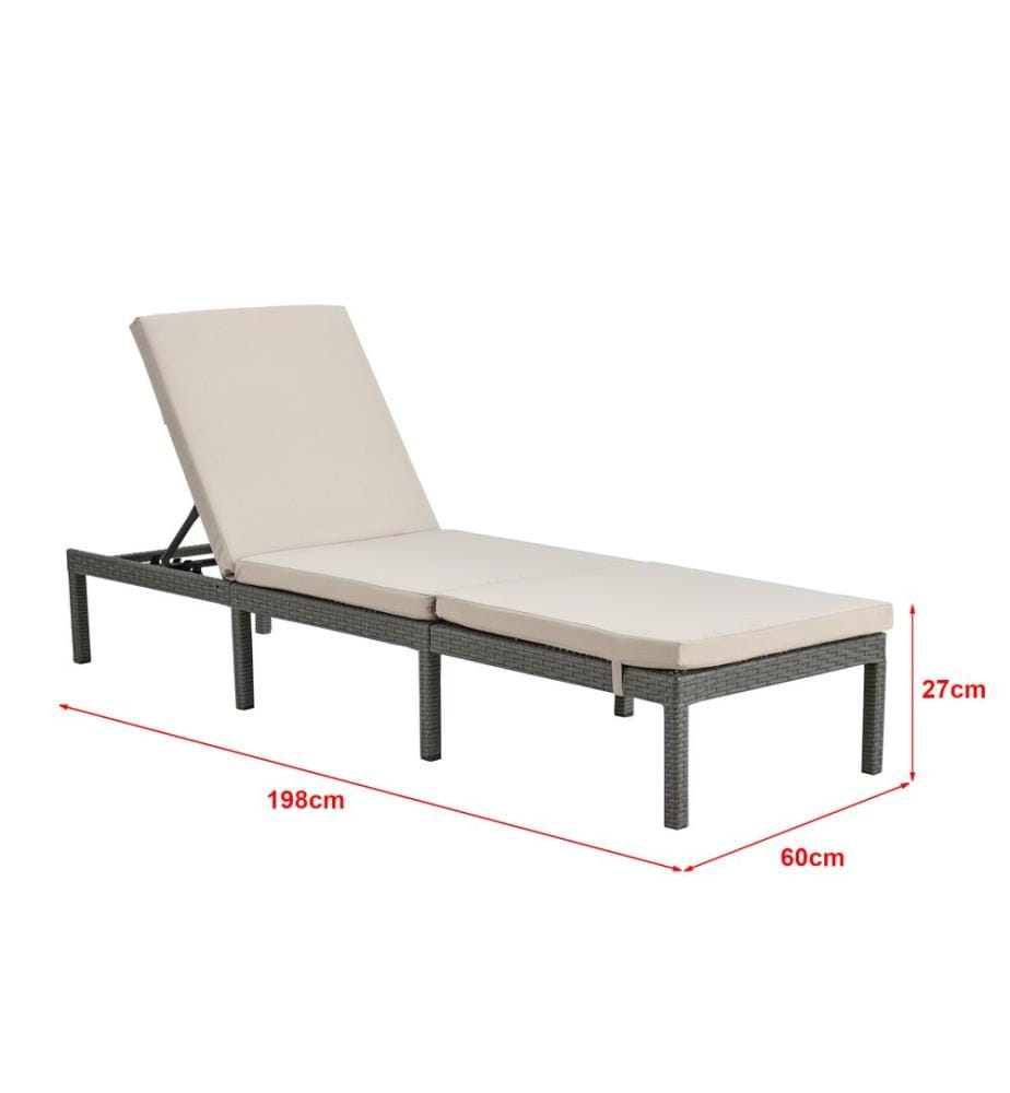 Gartenliege Cartes mit verstellbarer Rückenlehne Polyrattan Beige