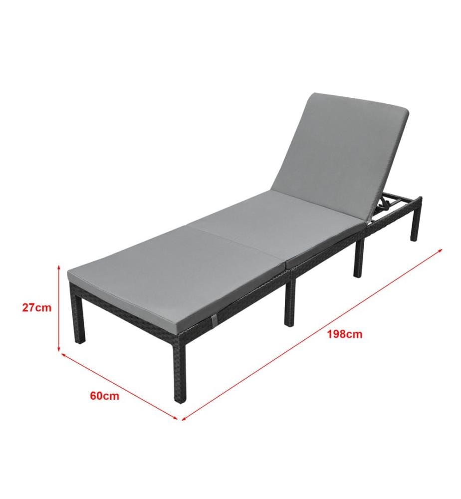 Sdraio da giardino Cartes con schienale regolabile in polyrattan grigio scuro