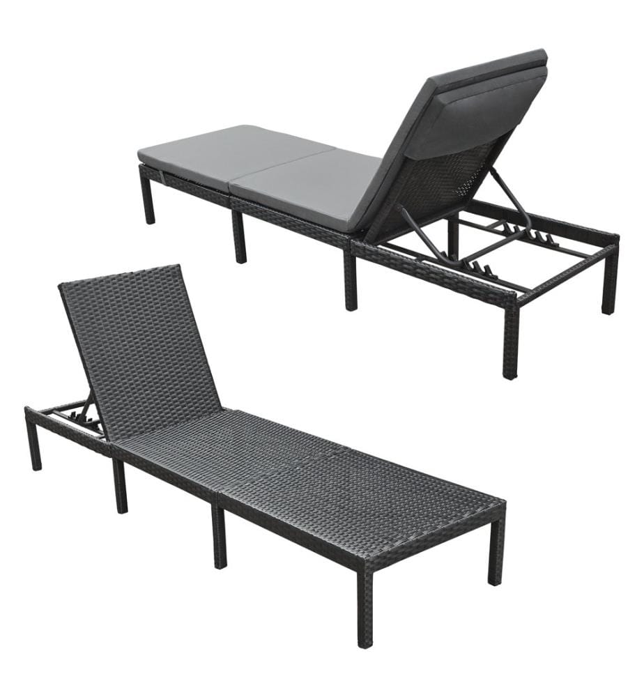 Sdraio da giardino Cartes con schienale regolabile in polyrattan grigio scuro