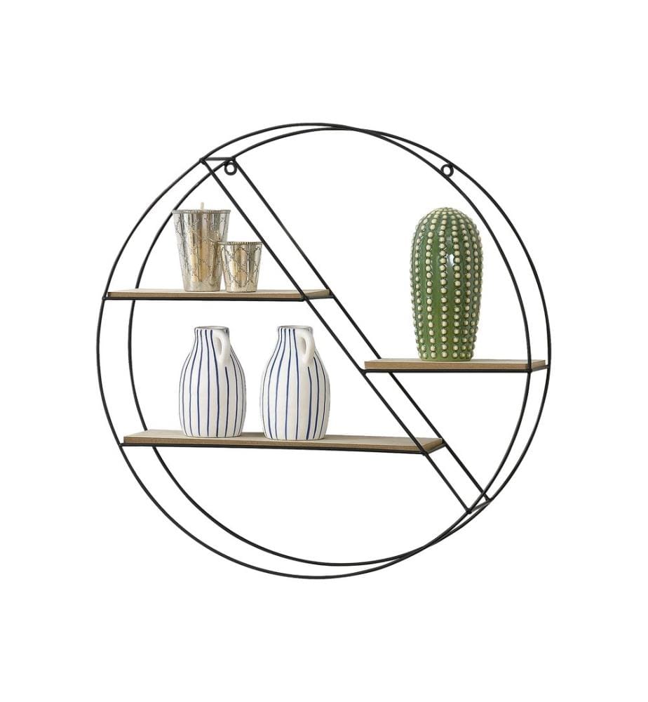 Wandregal Jal 55x12x55 cm Runddesign mit 3 Ablagen Schwarz