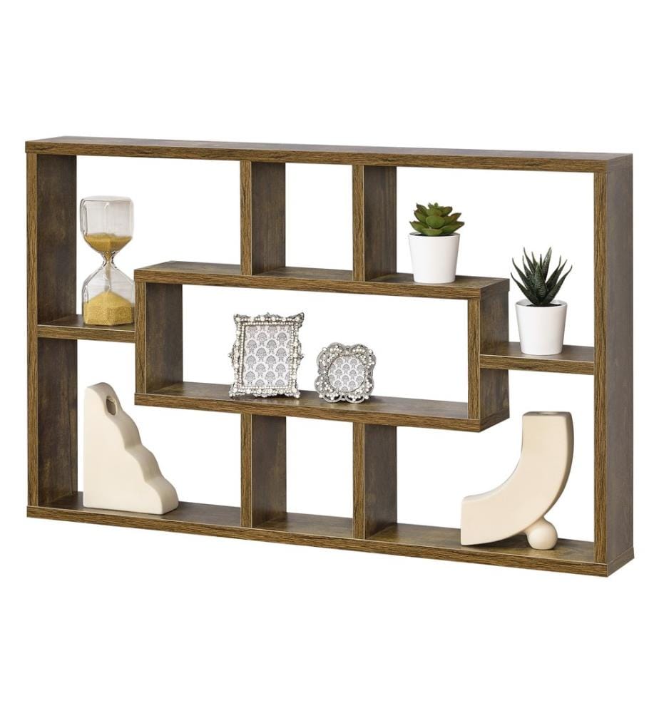 Wandregal Qinngua 77x10x48 cm Dunkler Holzton