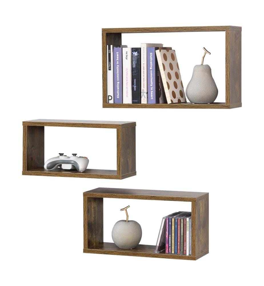 Wandregal Mandal 3er Set dunkler Holzton
