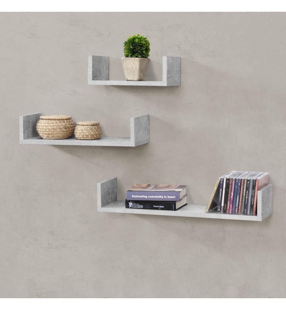 Schweberegal Vennesia 3er Set Betonoptik Grau