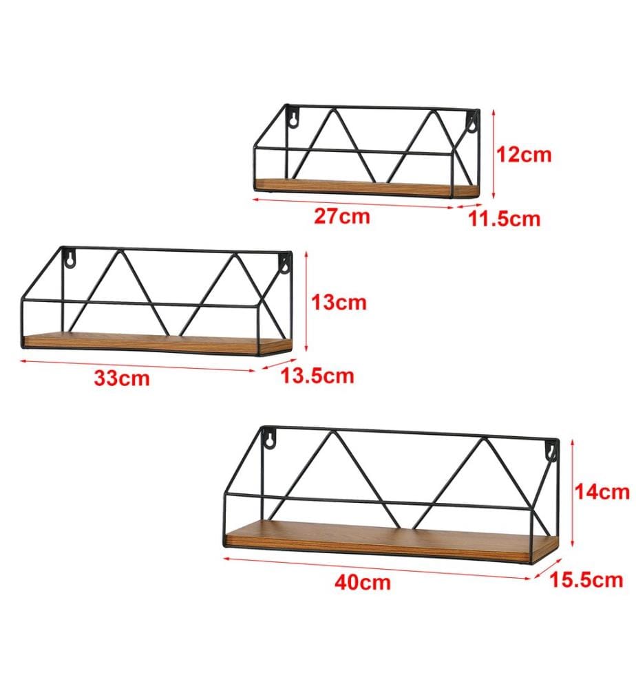 Wandregal Kolding 3tlg. verschiedene Grössen Dunkler Holzton