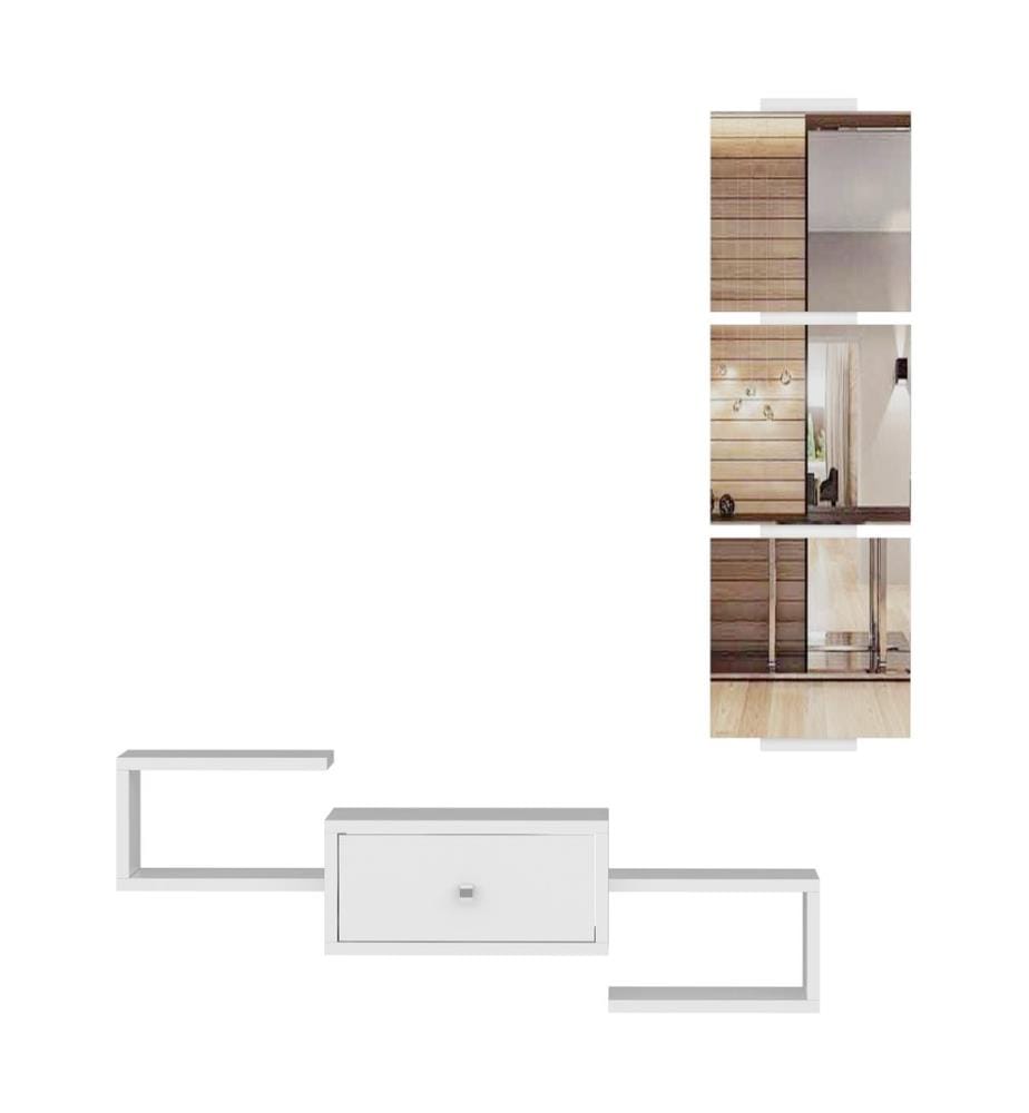 Wandregal mit Spiegel Brædstrup 36x100x30 cm Weiss