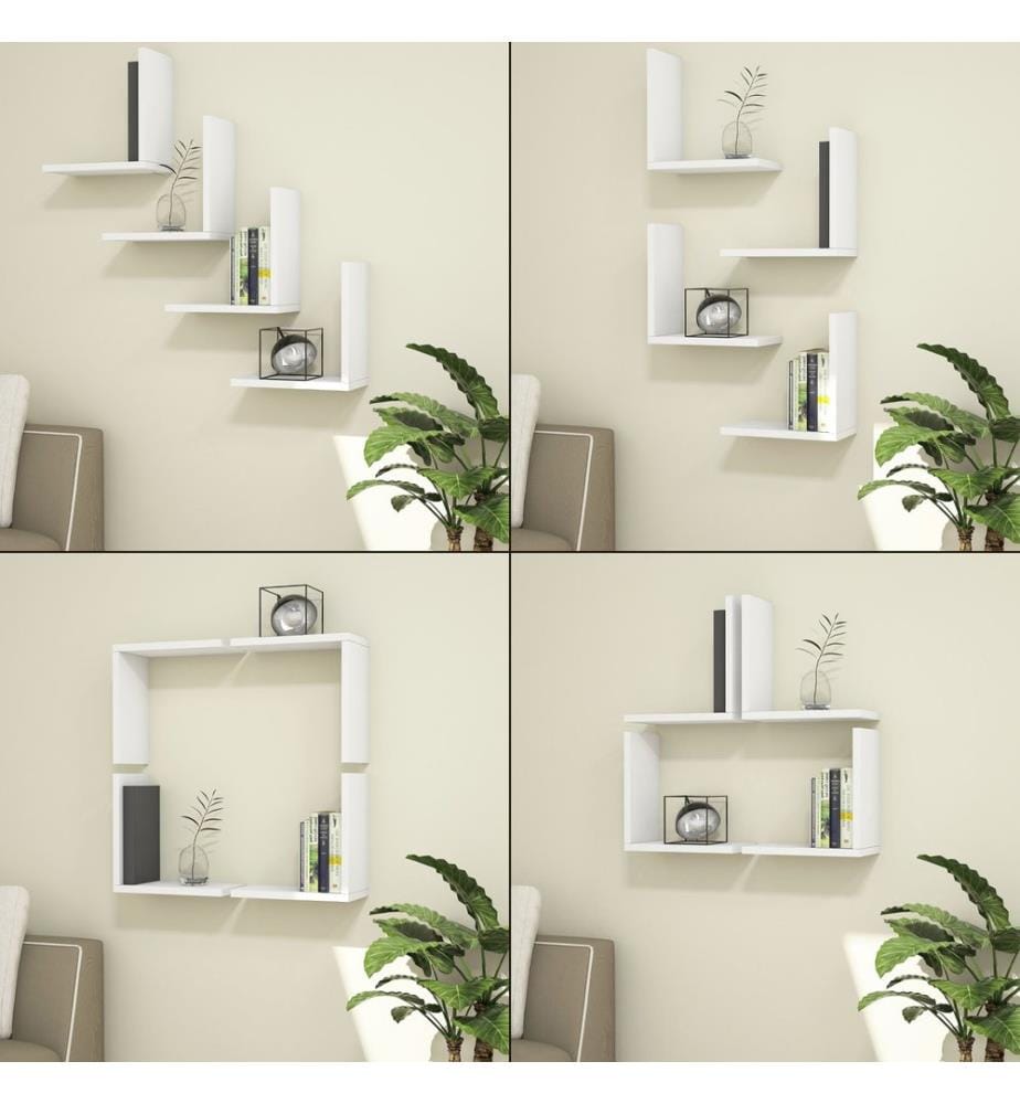 Wandregal Broby im 4er Set 30x30x16 cm Weiss