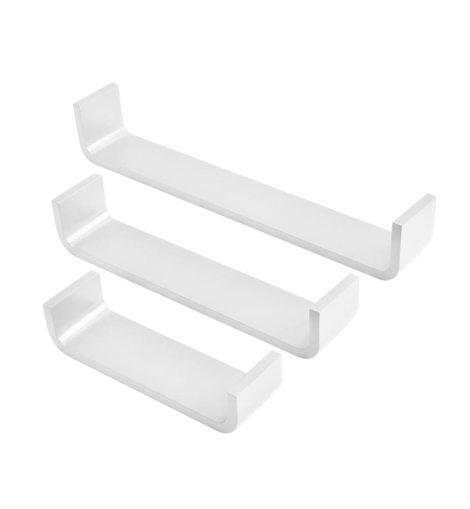Lot de 3 étagères murales Greiz, style tendance rétro, blanc mat