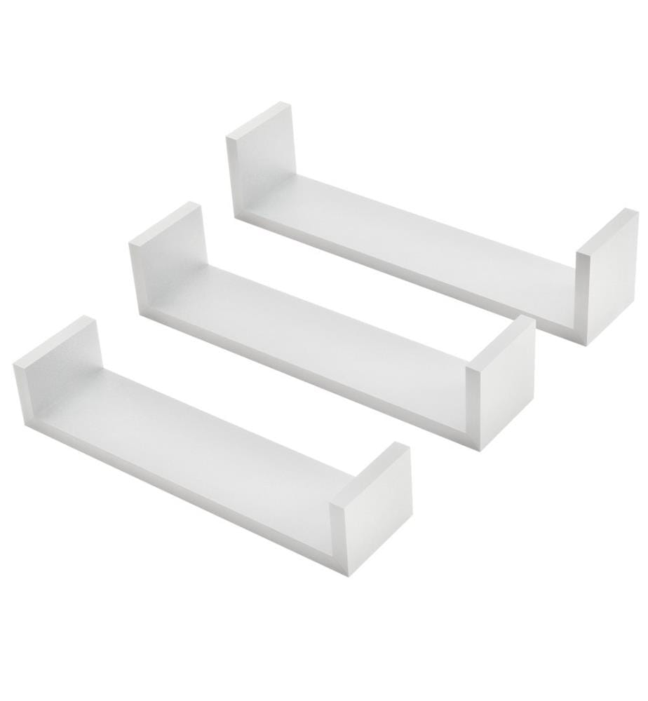 Lot de 3 étagères murales Greiz, style Board Trend, design rétro, blanc