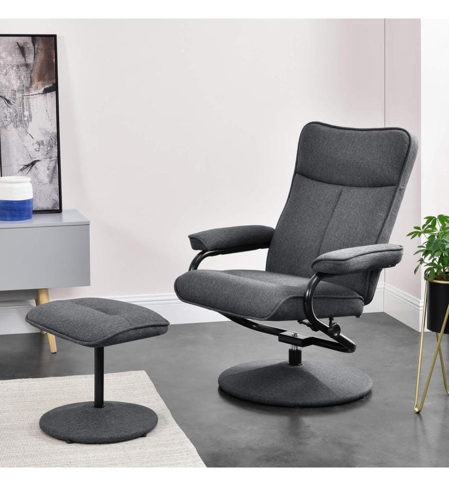 Fauteuil relax Lohja 108 x 79 x 77 cm, réglable, avec repose-pieds, en tissu