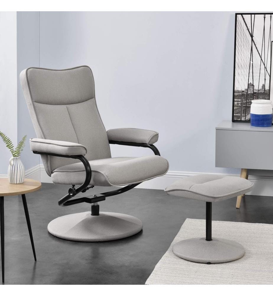 Fauteuil relax Lohja 108 x 79 x 77 cm, réglable, avec repose-pieds, en tissu