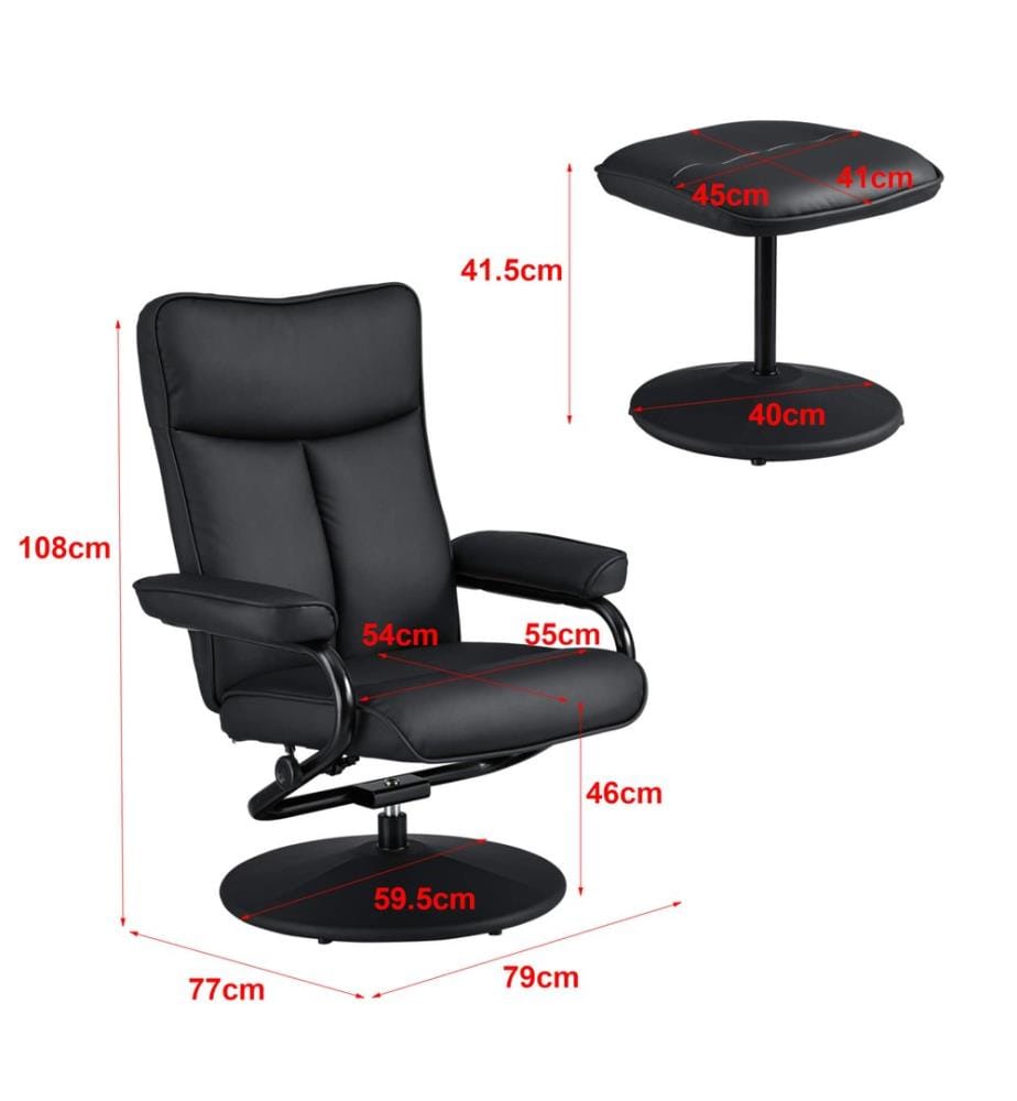 Poltrona relax Lohja 108x79x77 cm, regolabile, con poggiapiedi