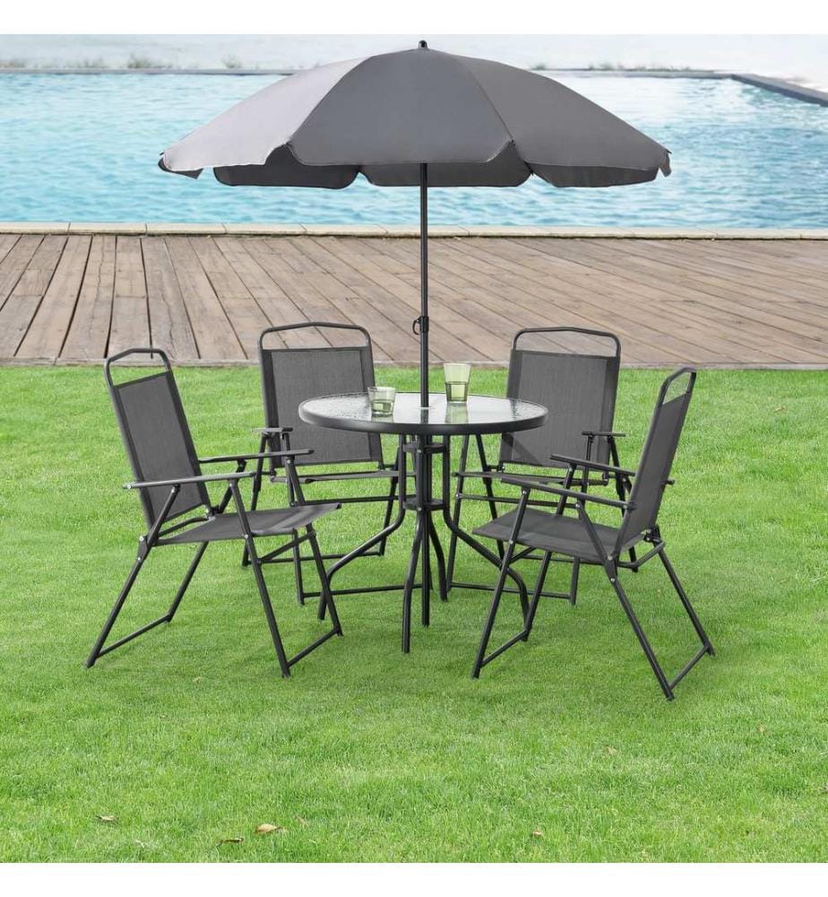Gartenmöbel-Set Milagro inkl. Sonnenschirm Tisch und 4 Stühlen