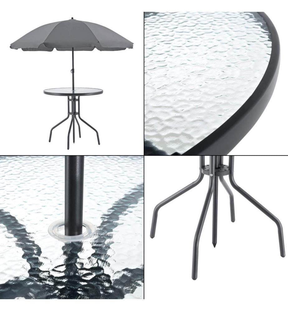 Gartenmöbel-Set Milagro inkl. Sonnenschirm Tisch und 4 Stühlen