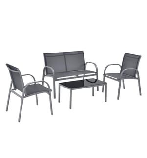 Gartenmöbel-Set Gagra Stühle mit Sitzbank und Tisch Dunkelgrau