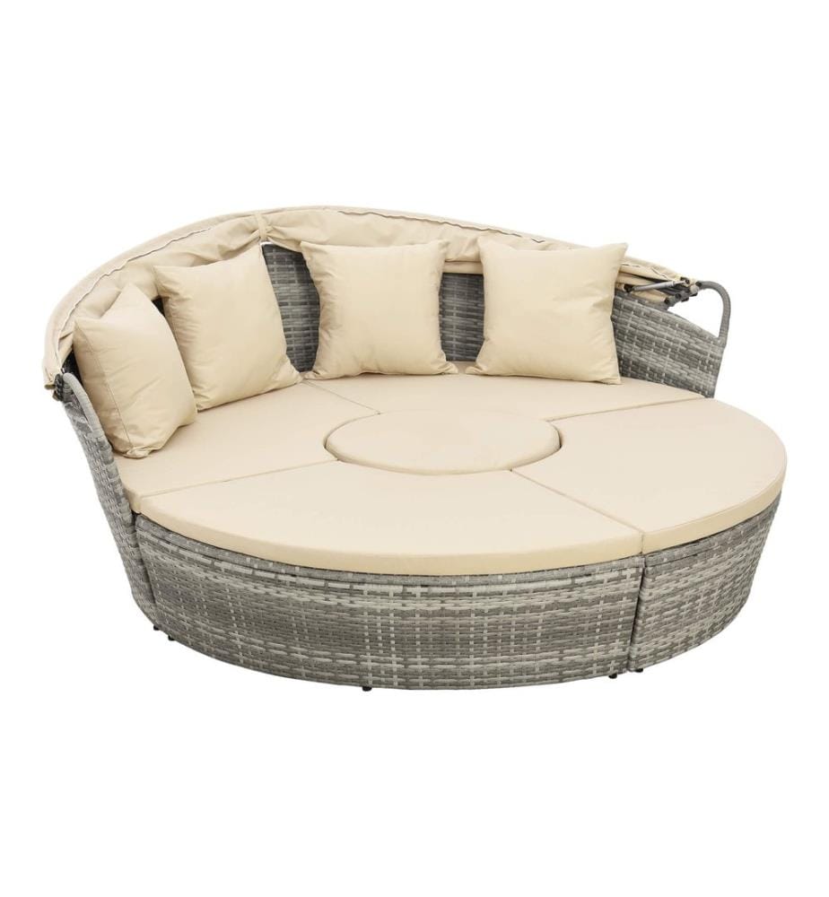 Sonneninsel 145x180 cm Sitzgruppe 4-Teilig Grau Creme