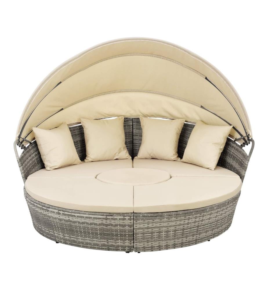 Sonneninsel 145x180 cm Sitzgruppe 4-Teilig Grau Creme