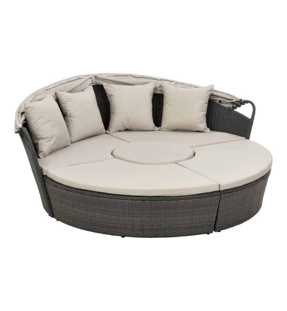 Sonneninsel 145x180 cm Sitzgruppe 4-Teilig Dunkelgrau Beige