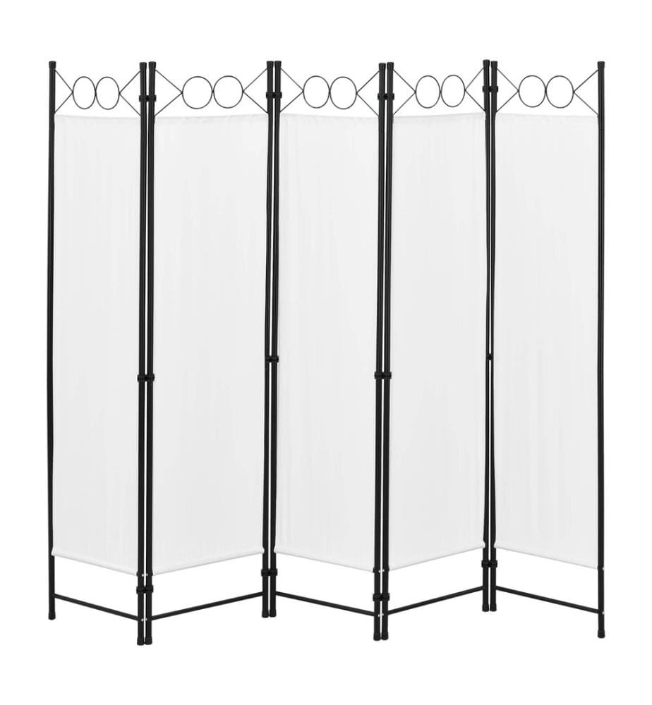 Paravent Raumteiler Saragossa 5-teilig 200x171 cm Weiss