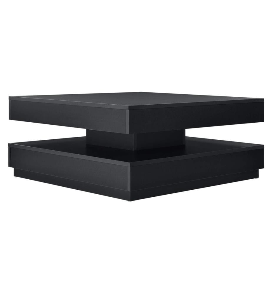 Couchtisch Florenz 76x76x38 cm Drehbar mit Ablage Schwarz