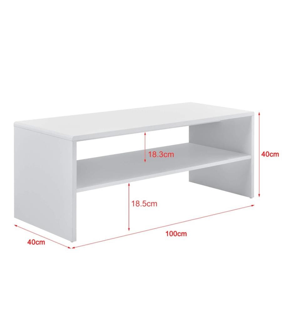 Couchtisch Trier 100x40x40 cm mit Ablage Weiss