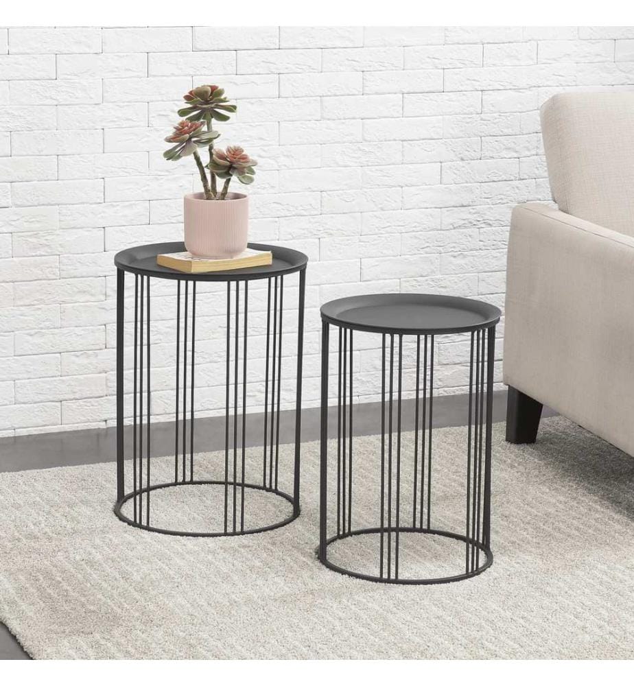 Beistelltisch Batumi 2er Set Rund Metall Schwarz