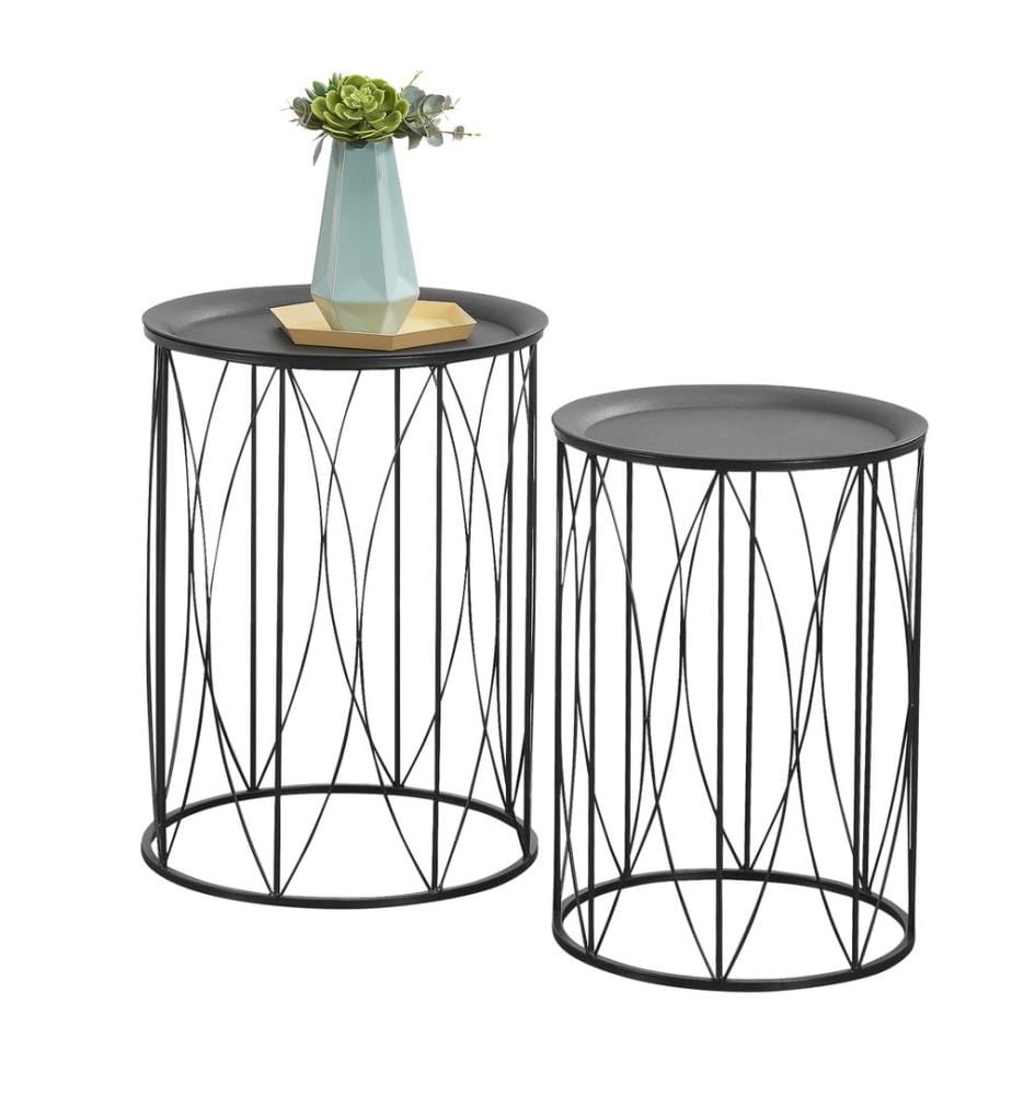 Beistelltisch Morristown 3er Set Metall Rund Schwarz