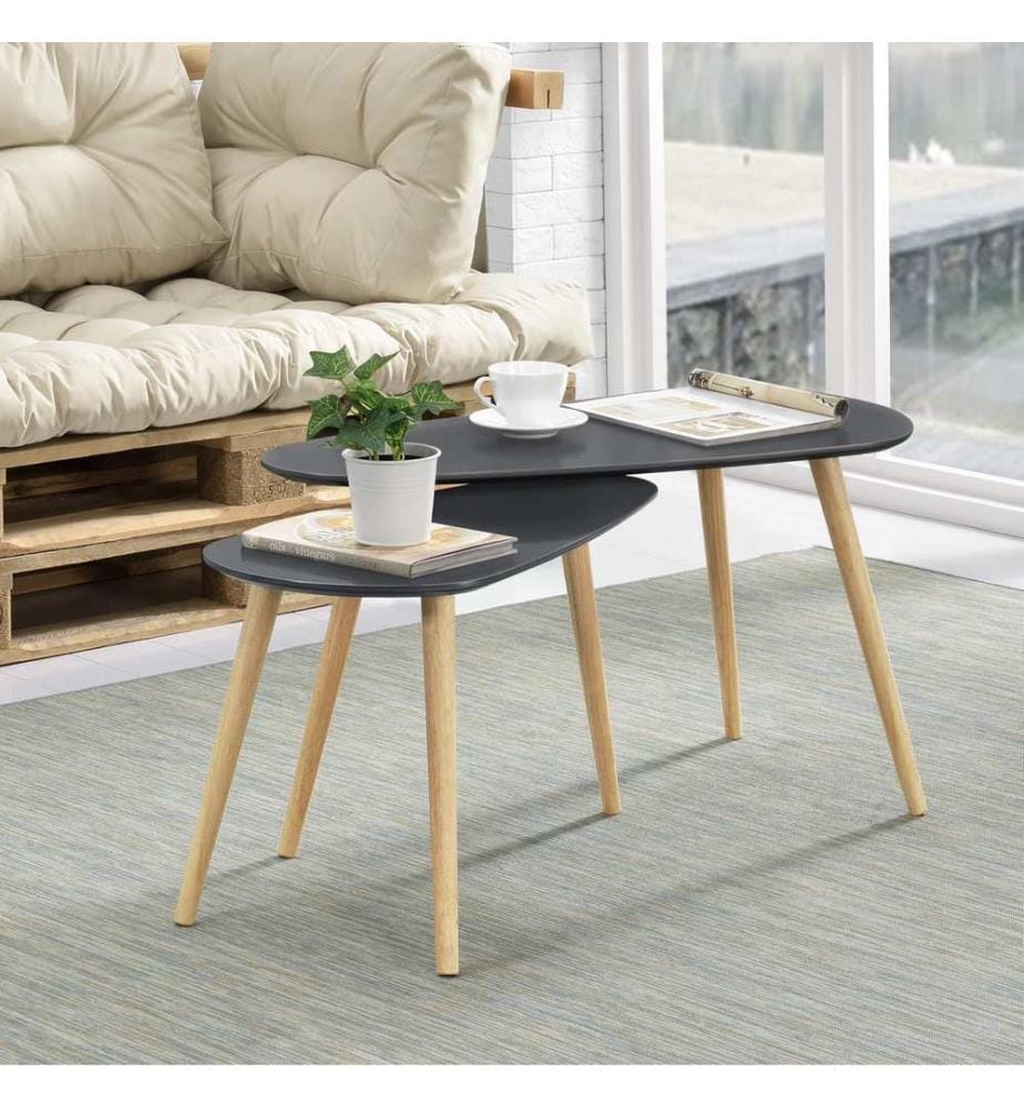 Lot de 2 tables basses Langesund, gris