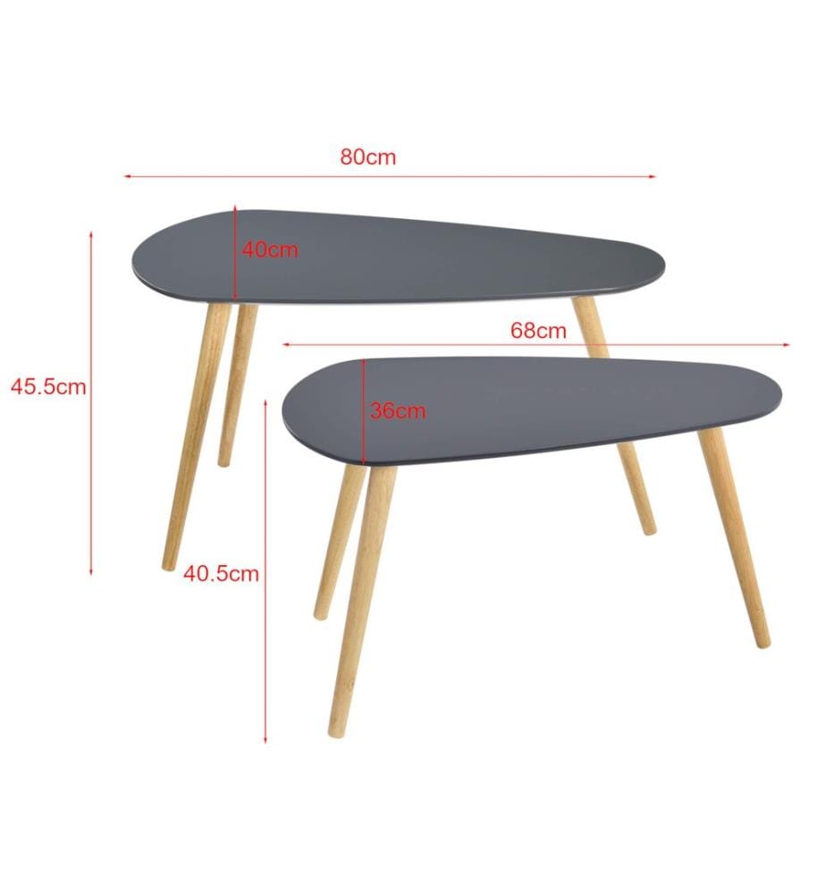 Lot de 2 tables basses Langesund, gris