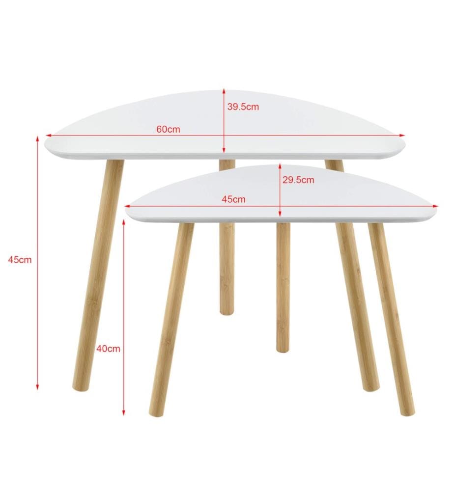 Lot de 2 tables basses Levanger en bambou blanc