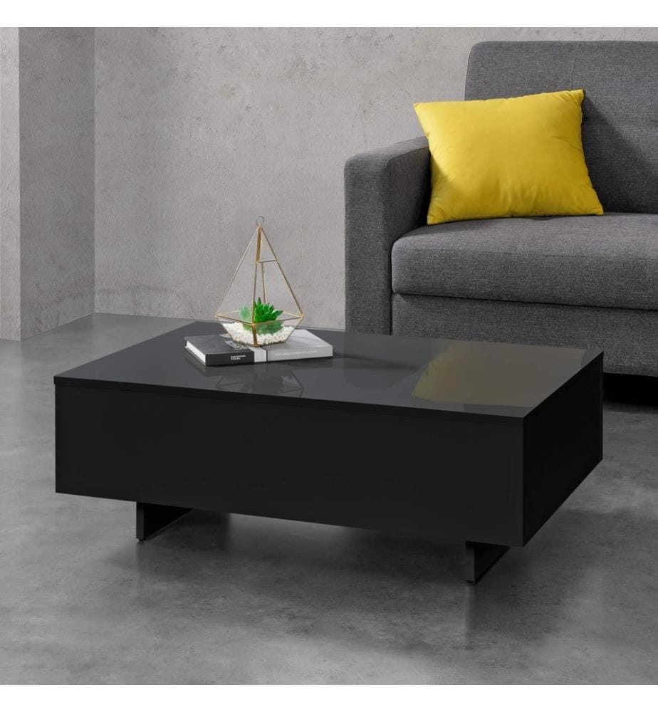Table basse Vänersborg 85 x 55 x 31 cm, noir brillant