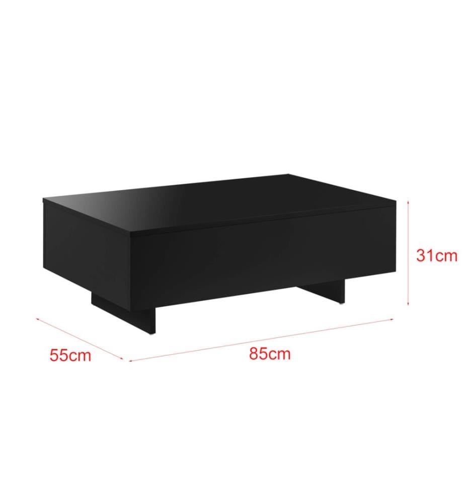Table basse Vänersborg 85 x 55 x 31 cm, noir brillant