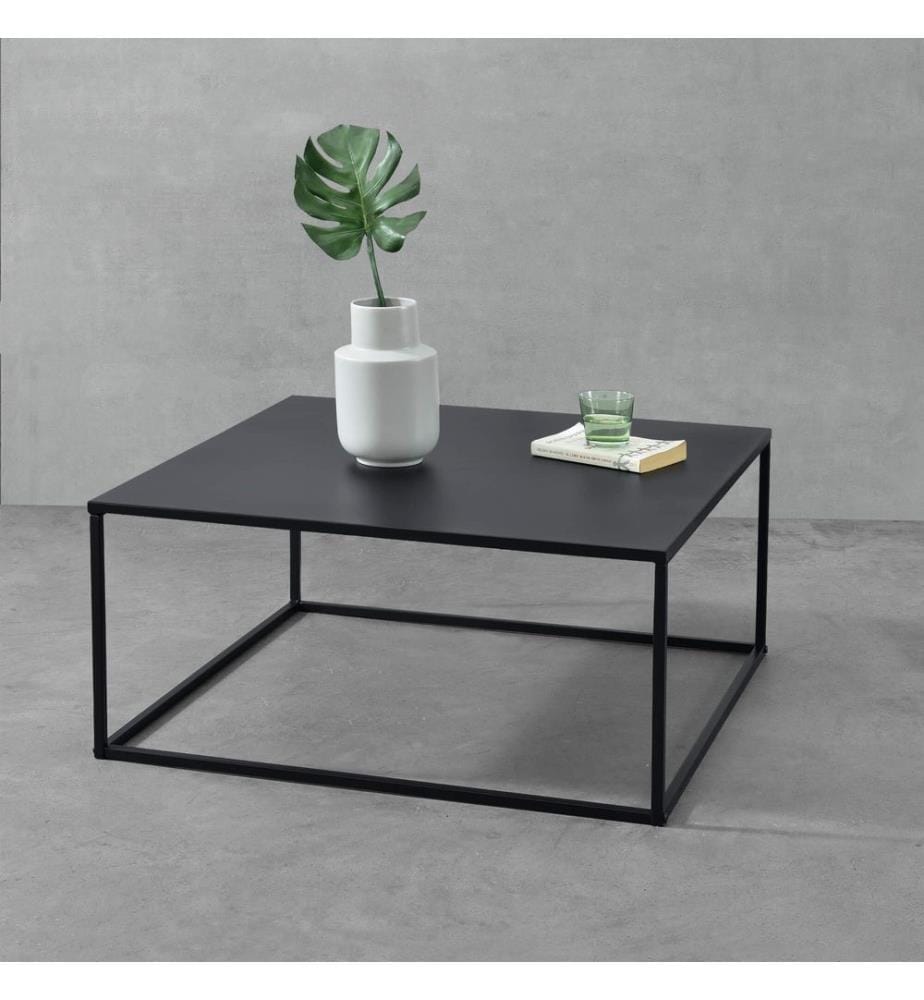 Table basse Lebus 38 x 85 x 85 cm, métal noir mat
