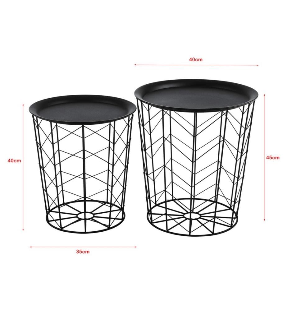 2er-Set Metallkorb Beistelltische Cerisey Schwarz