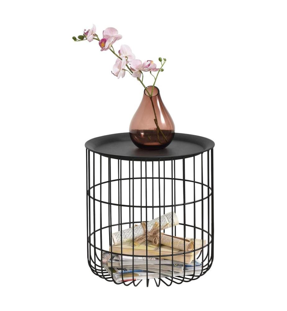 Metallkorb Beistelltisch Flassin 40x40x37 Schwarz