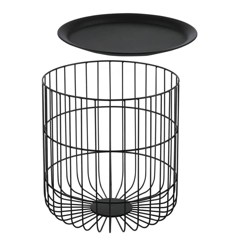 Metallkorb Beistelltisch Flassin 40x40x37 Schwarz