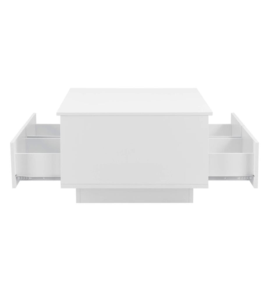 Table basse Svalöv 35 x 90 x 56 cm avec 4 tiroirs et 2 étagères, blanche