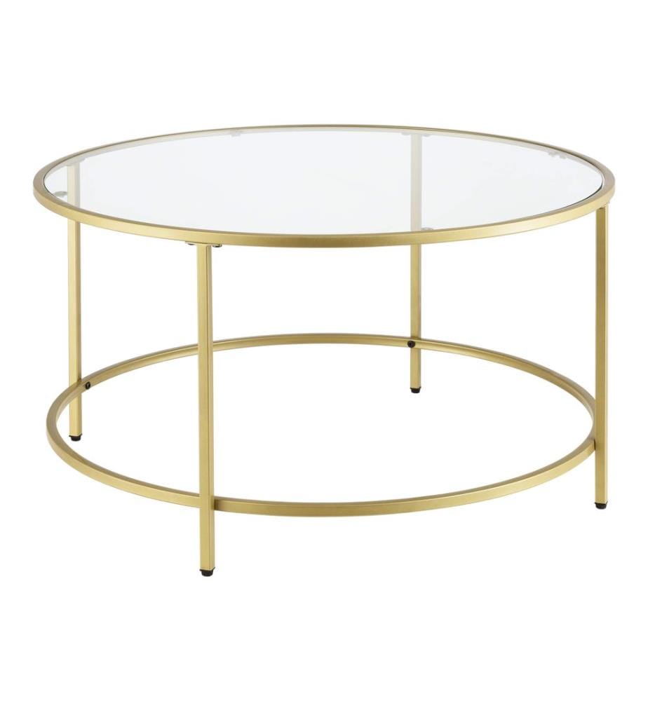 Table basse Kouvola, structure en acier, 84 x 45,5 cm, couleur dorée