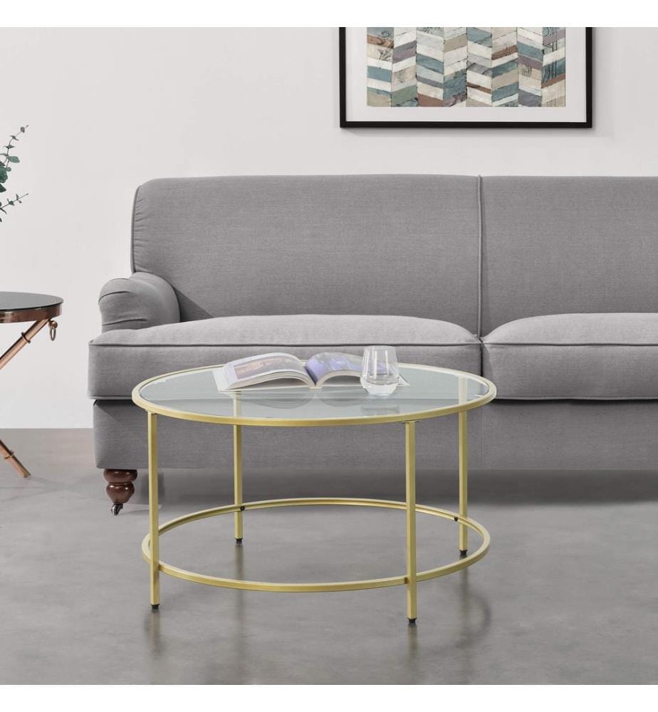 Table basse Kouvola, structure en acier, 84 x 45,5 cm, couleur dorée