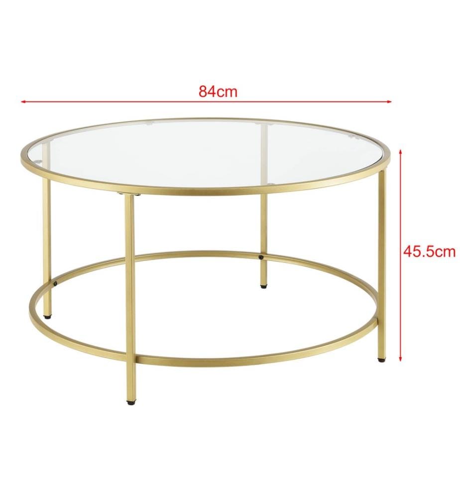 Table basse Kouvola, structure en acier, 84 x 45,5 cm, couleur dorée
