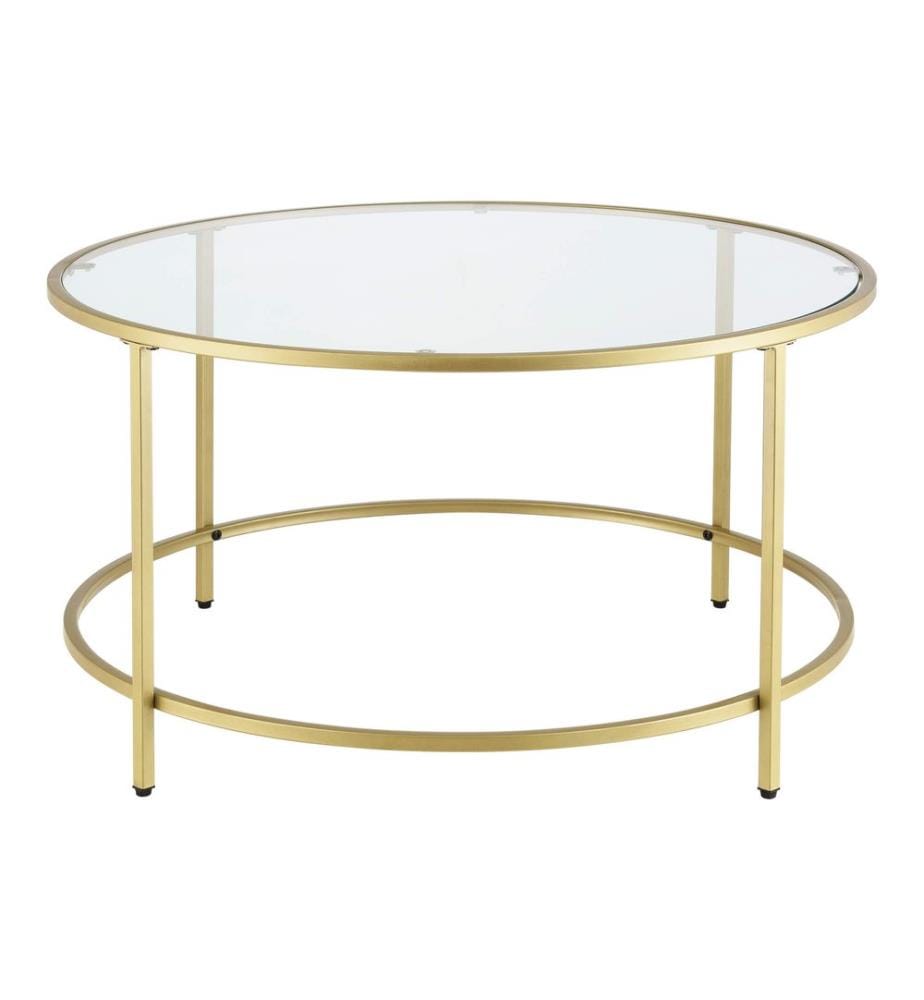 Table basse Kouvola, structure en acier, 84 x 45,5 cm, couleur dorée
