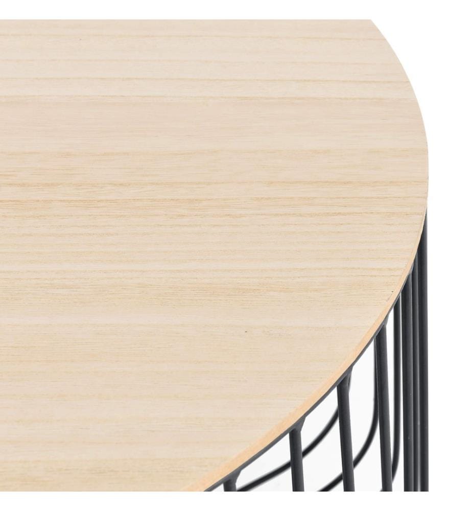 Ensemble de tables d'appoint Mikkeli en métal et MDF, noir et chêne clair