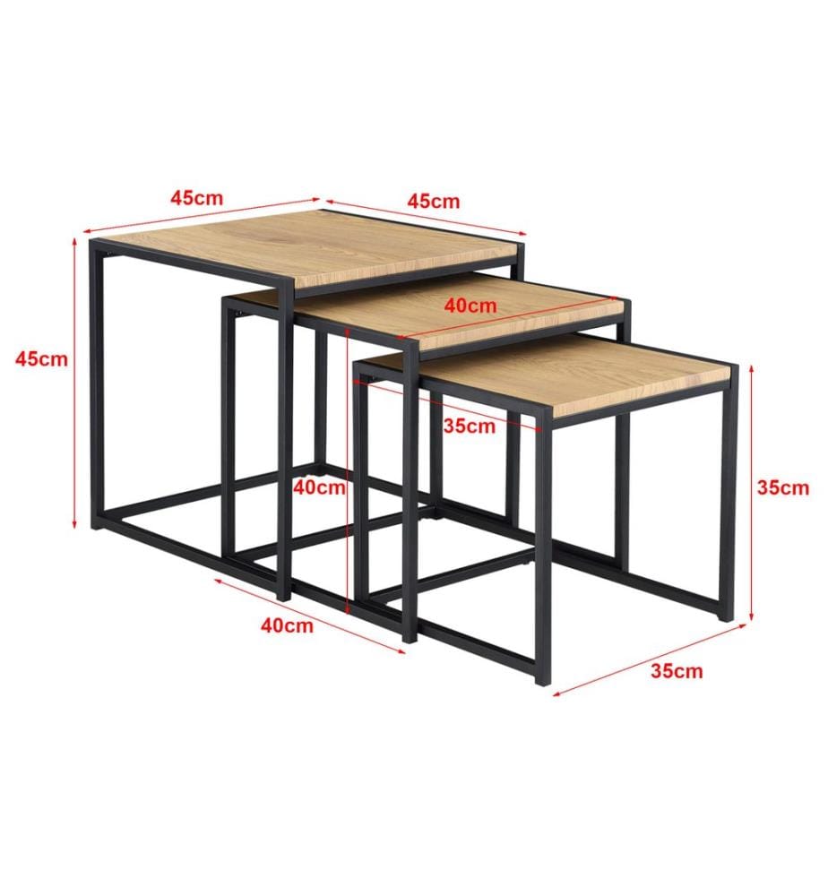Beistelltisch Ringsaker 3er Set Eiche-Optik