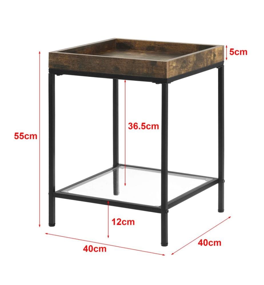 Beistelltisch Mariefred 55x40x40 cm mit Ablage Dunkler Holzton