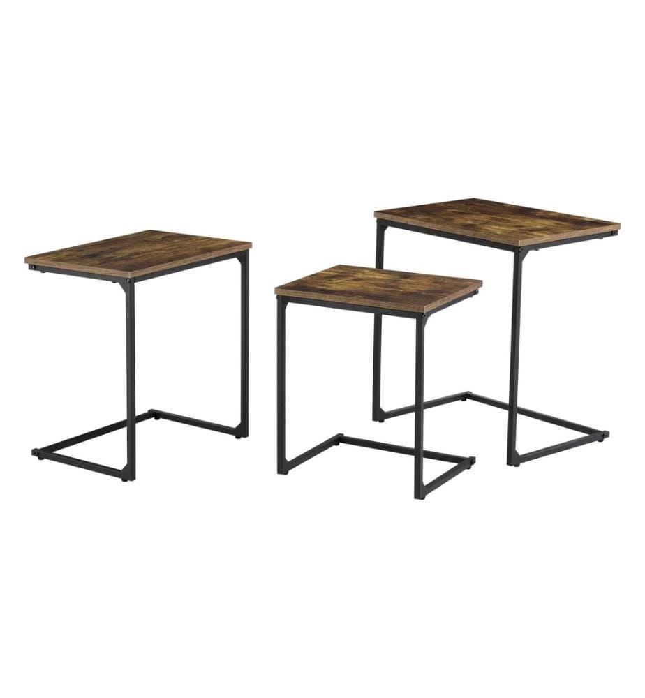 Lot de 3 tables d'appoint Tjörn, teinte bois foncé