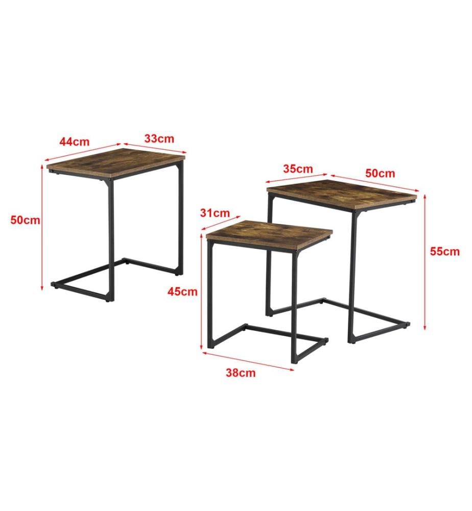 Lot de 3 tables d'appoint Tjörn, teinte bois foncé