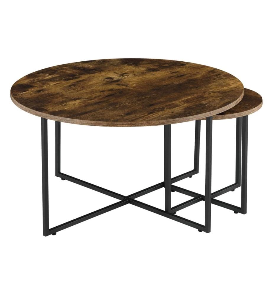 Lot de 2 sets de table Härjedalen, ronds, teinte bois foncé